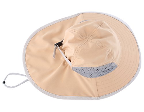 Connectyle Kids Sun Hat Adjustable Fishing Hat for Boys Grils Breathable UPF 50+ Protection Outdoor Beach Hat with Neck Flap - color: Khaki