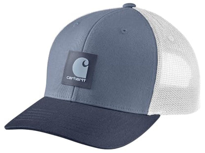 Carhartt Men's Rugged Flex Twill Mesh-Back Logo Patch Cap - color: Approaching Storm/Superstorm