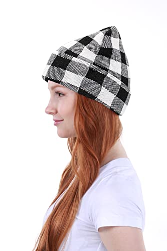 Lumberjack Plaid Aviator Trapper Hat Trooper Ear Flaps Ushanka Eskimo Cold - color: Black White Buffalo Plaid