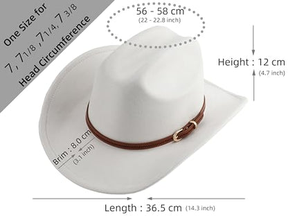 Pro Celia Cowboy Hat for Women and Men Wide Brim Western Cowgirl Hat - color: Ivory