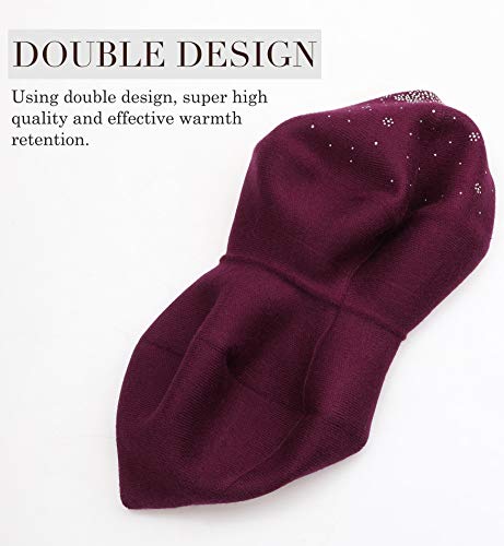 Sumolux Women Beret Hat French Beret Beanie Cap Classic Solid Color - color: Wine Red, size: One Size