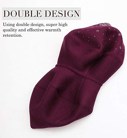 Sumolux Women Beret Hat French Beret Beanie Cap Classic Solid Color - color: Wine Red, size: One Size