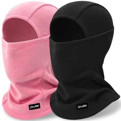 Winter Ski Mask Balaclava for Men Women, Warm Full Face Mask Cold Weather Snowboarding Skiing Motorcycling - color: Black+rose Pink