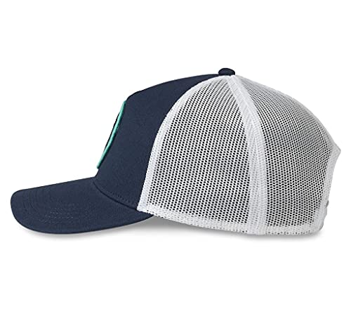 AMERICAN NEEDLE Valin Officially Licensed NHL Hockey Team Adjustable Snapback Baseball Trucker Hat, Valin Collection - color: White/Navy