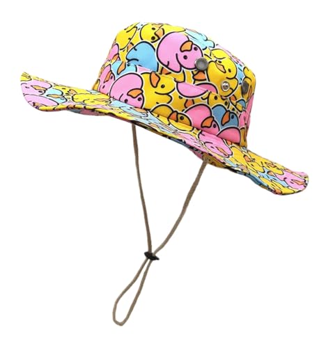 Sun Bucket Hat for Men Women Fishing Beach Safari Trendy Cotton Cowboy Cap for Golf Hiking Hunting Outdoor Boonie - color: Duck Colorful