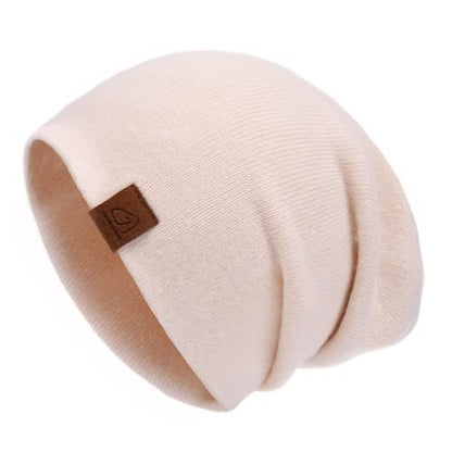 jaxmonoy Slouchy Knit Beanies Winter Hats for Women Men Soft Warm Reversible Slouch Cuffed Skull Knitted Beanie Cap - color: Beige