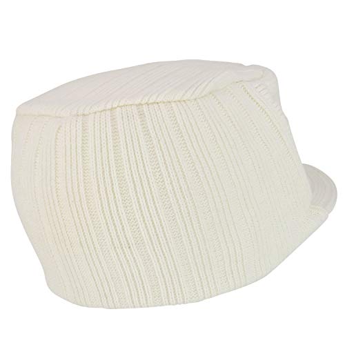 Armycrew Flat Top Army Style Knitted Visored Beanie Cap - color: White