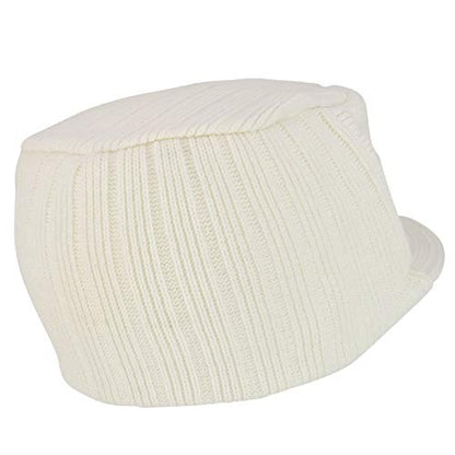 Armycrew Flat Top Army Style Knitted Visored Beanie Cap - color: White