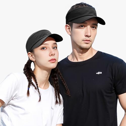 Sukeen 2 Pack Sports Sun Visor Women Men Lightweight Packable Stretchy Visor Hat for Golf, Tennis, Running