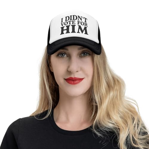 Funny Trucker Hats for Women Country Women's Trucker Hats Breathable Mesh Summer Caps Adjustable Pink Hats - color: I Didn't Vote for Him-black