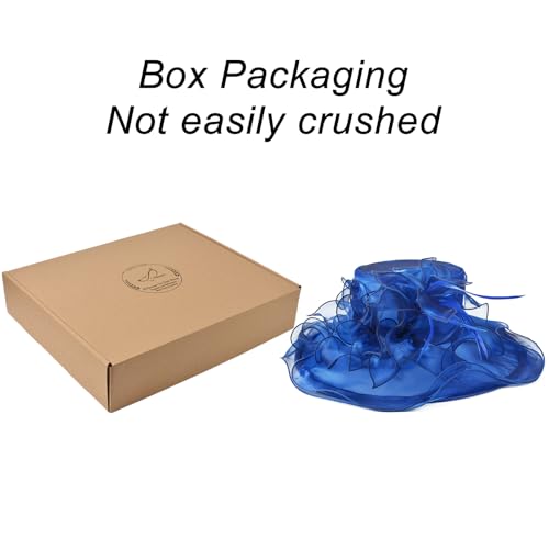 2026 Derby Hat, Classy Sun Hats for Women Ladies, Organza Feather Kentucky Fascinator for Tea Party Church UV Protection - color: S10-3700-royal Blue