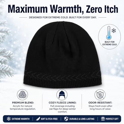 Oversize XXL Winter Beanie Knit Hat for Men - color: D1-black