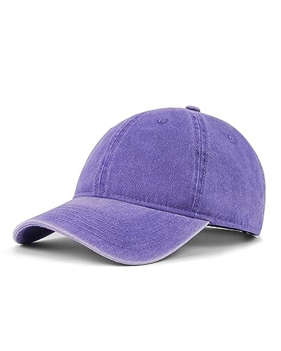 Zylioo XXL Baseball Cap for Big Heads Men Women, Washed Denim Dad Hat - color: Purple, size: Large
