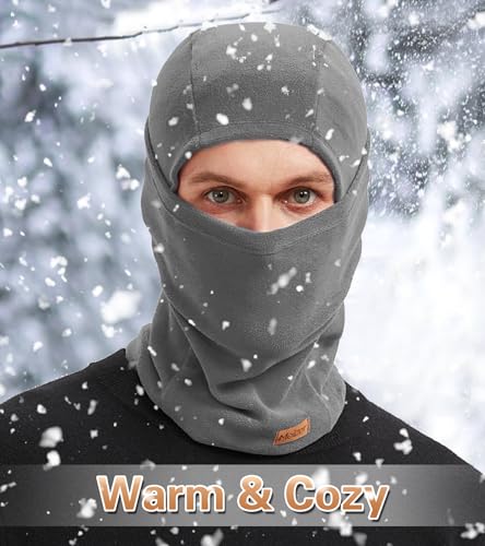 Winter Balaclava Ski Mask for Men Women - Windproof Thermal Face Mask for Snowboard Cycling Running for Cold Weather - color: Black/Dark Grey