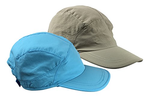 N'Ice Caps Kids 2-Pack UPF 50+ Sun Hats UV Baseball Mesh Lined Adjustable - color: Blue Tan Pack, size: 11-16 Years