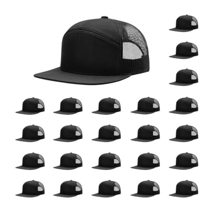Richardson 168 Hi-Pro 7 Panel Adjustable Snapback Trucker Mesh Back Cap - color: Black