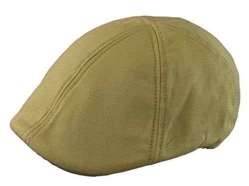 Men’s Flat Cap – 6 Panel Duckbill Ivy Hat, Lightweight Cotton Driving Cap with Elastic Band, Classic Newsboy Golf Hat - color: Khaki