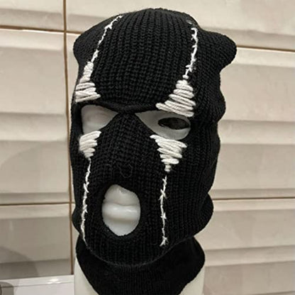 Balaclava Distressed Halloween Funny Balaclava Face Mask Scary Balaclava Hooded Party Hat Knitted Hat Beanies - color: E