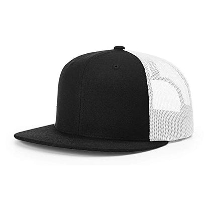 Richardson Unisex 511 Flatbill Trucker Adjustable Snapback Baseball Cap - color: Black/White
