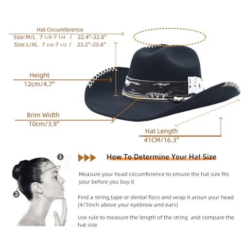 Cowboy Hat for Men and Women - Cattleman Wide Brim Western Cowgirl Hat with Gift Packaging - color: Black-01, size: 7 3/8-7 1/2