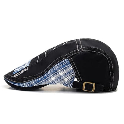 QHFHULV Newsboy Cap for Men Cotton Flat Gatsby Ivy Golf Cabbie Driving Hat - color: Patchwork Khaki