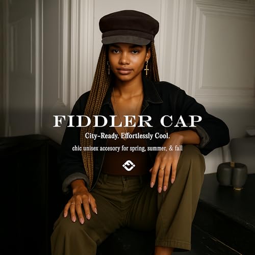 Funky Junque Greek Fisherman Newsboy Cap, Cotton Captains Bakerboy Hat - color: Faux Suede - Chocolate