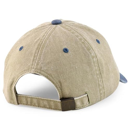 Armycrew XXL Oversize 4 Inch Long Bill Pigment Dyed Baseball Cap - color: Khaki Navy, size: XX-Large