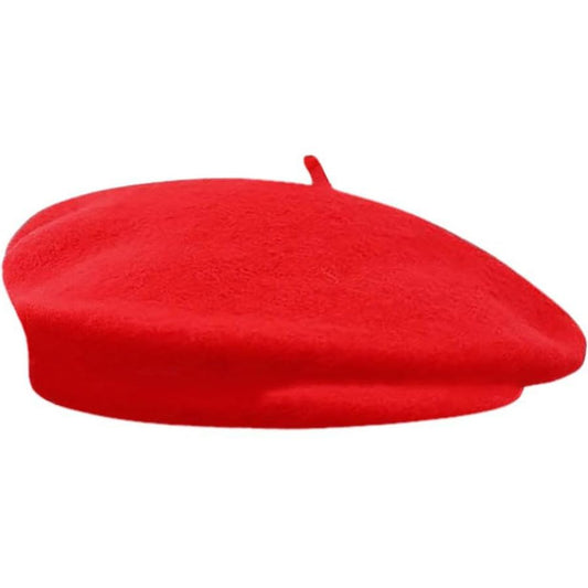 Womens French Beret Hat Winter Warm Artist Beanie Cap Classic Beret Hats - color: Red