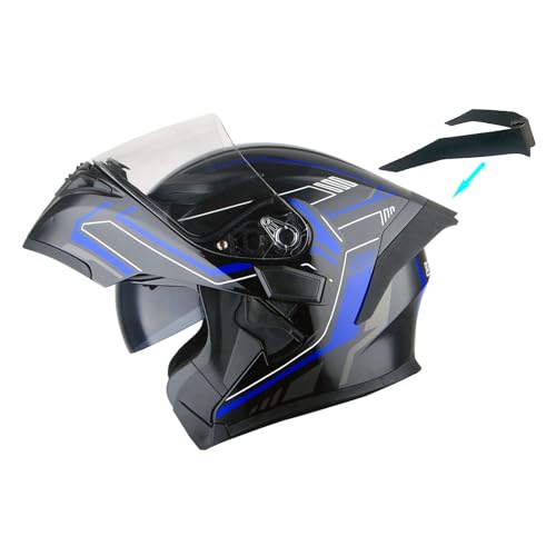 1Storm Motorcycle Modular Full Face Helmet Flip up Dual Visor Sun Shield: HB89 Arrow Blue - color: Arrow Blue, size: Small