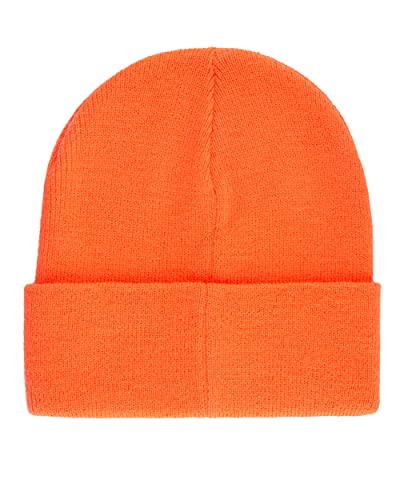 Levi's Mens All-Season Hero Beanie Soft Knit Cuffed Winter Hat, Warm & Comfortable Everyday Style - color: Neon Orange Solid