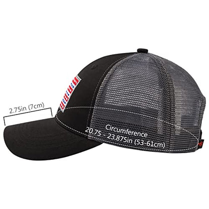 BASSDASH Altimate Fishing Hat Mesh Back for Men Women Adjustable Baseball Trucker Cap - color: Black/Fish Flag