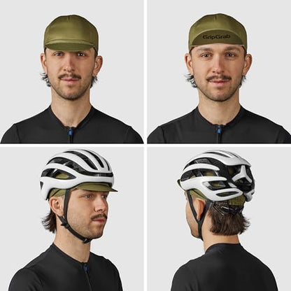 GripGrab Summer Cycling Cap - UV Protection Under-Helmet Bicycle Visor Hat - color: Olive Green, size: Small-Medium