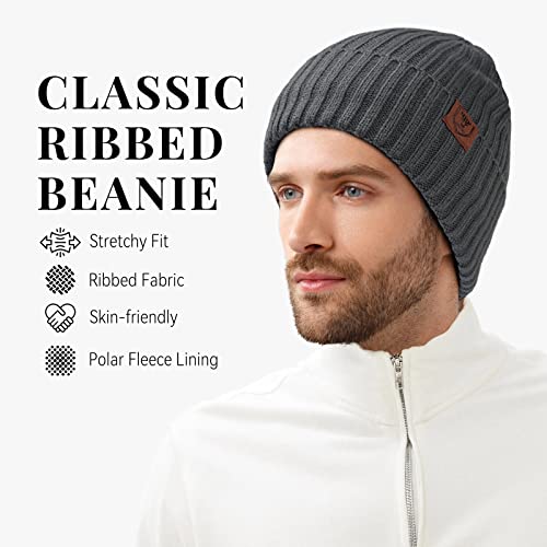 OZERO Winter Beanie for Men Women,Thermal Knit Soft Fleece Lined Hats - color: Coal Grey