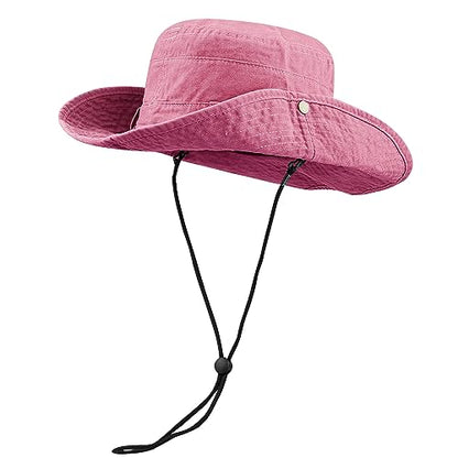 Clakllie Reversible Packable Boonie Fishing Hat UV Protection Sun Beach Hat - color: S-hjy6-pink