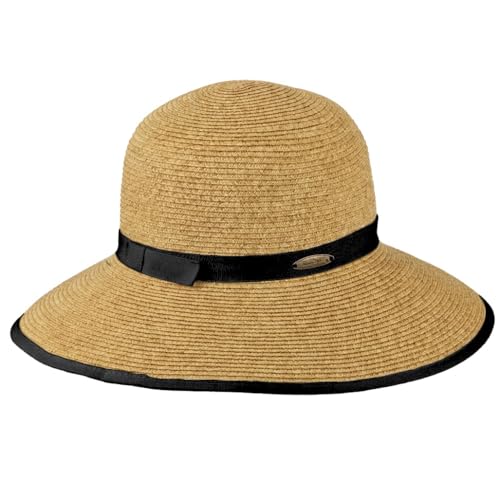 Panama Jack Women's Sun Hats - Paper Braid Straw, Assorted Styles - color: Black Hat Band Facesaver