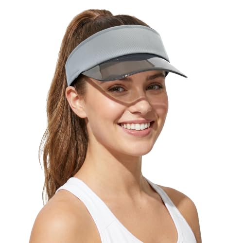 Sun Visor Hat for Women Men Clear Brim Adjustable Golf Visors for Summer Sports Travel Outdoor Activity - color: Grey