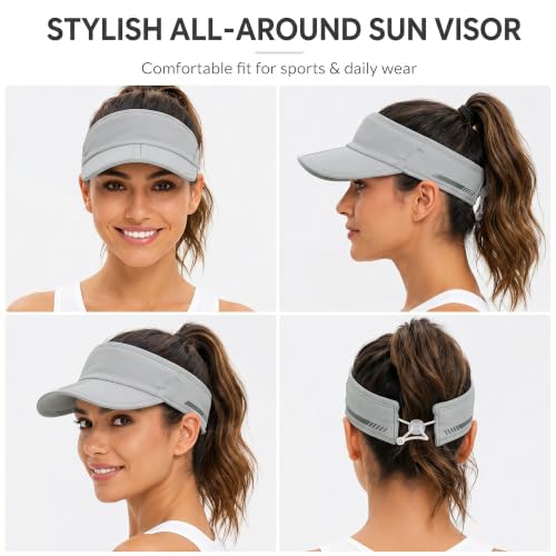 Sun Visor Caps Foldable Brim Adjustable Visor Hats for Women Men - color: 2# Lightgrey