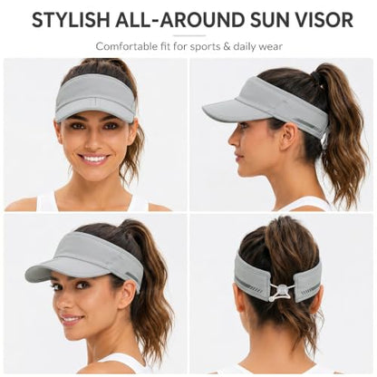 Sun Visor Caps Foldable Brim Adjustable Visor Hats for Women Men - color: 2# Lightgrey