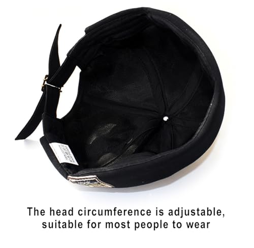 Mens Docker Cap – Brimless Beanie Skull Cap Retro Rolled Cuff Adjustable Cotton - color: Label Denim