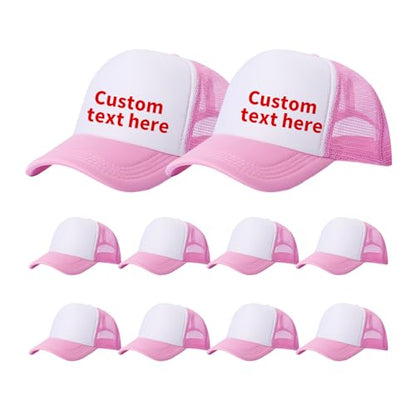 10 Pack of Blank Trucker Hat Bulk Men and Women Hats Bulk DIY Graffiti Mesh Hat Hot Stamping Hats - color: Pink White