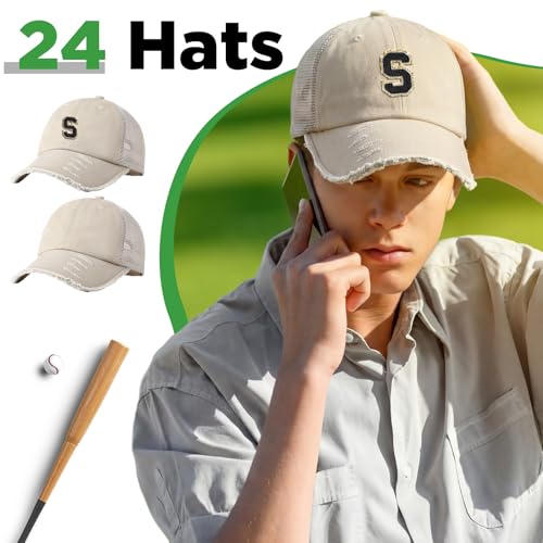 Suhine 24 Pcs Blank Trucker Hat Bulk,Unisex Baseball Cap - color: Light Khaki