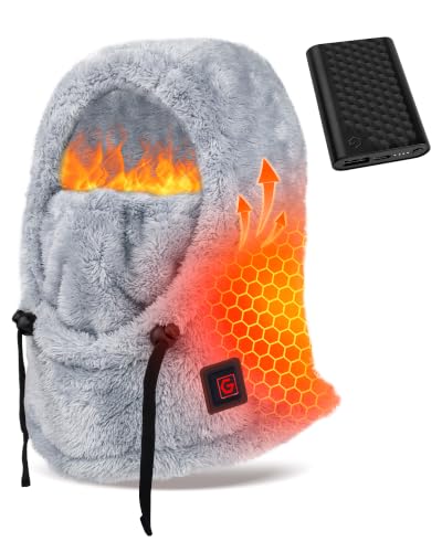 Heated Balaclava Face Mask for Men Women, Warm Cold Weather Gifts - color: Grey