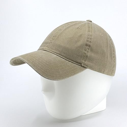 Plain Washed Cotton Adjustable 6 Panel Dad Hat Baseball Cap - color: Khaki