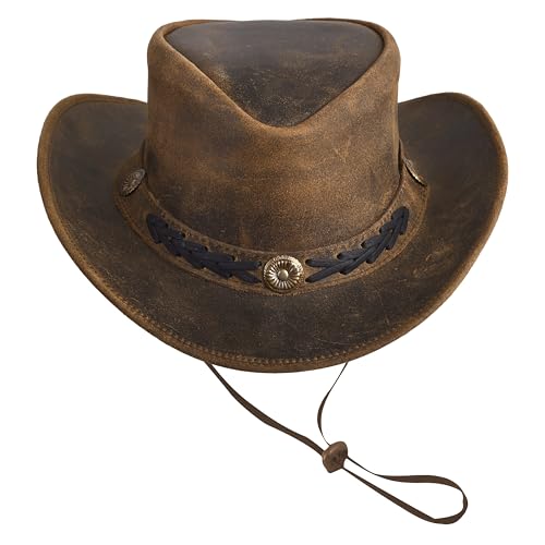 Leather Cowboy hat for Men & Women Durable Handcrafted Lightweight Shapeable Western Hats for Men - size: X-Large