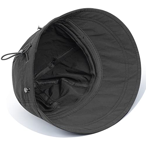 CLAPE Wide Brim Visor Hat Golf Visor Cap Packable Beach Hat Sun Protection Hat for Beach Garden Tennis Running Sunshade Hat - color: C-dwh01-black