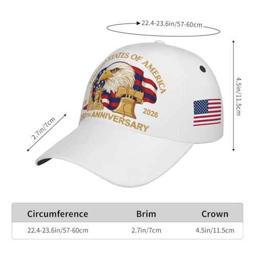 American Flag Baseball Caps Embroiderred USA Flag Patriotic Dad Hat Adjustable Trucker Hats for Men Women - color: Usa 250th Anniversary -White