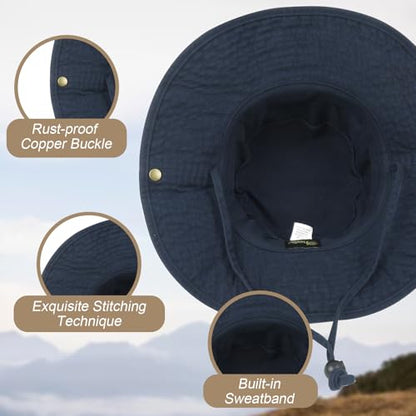 Bucket Hat UV Protection Sun Hat, Boonie Fishing Safari Hats for Outdoors - color: Navy Blue