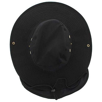 Mrlahat Wide Brim Outdoor Safari Summer Sun Protection Hat with Wide Ear and Neck Flap - color: Black, size: X-Large (59cm)