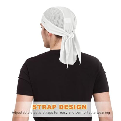 YANIKY Bandanas Skull Caps for Men, Women Skull Cap Helmet Liner Dew Rags - color: White