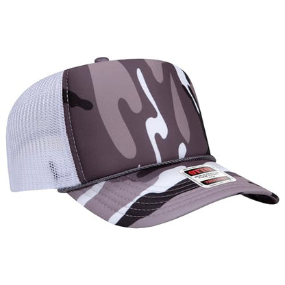BROTHER TRUCKERS The World's Greatest Camouflage Patterned Trucker Hat Blanks - Wholesale Bulk Unisex Snapback Hats - color: Snow Camo/White Poly